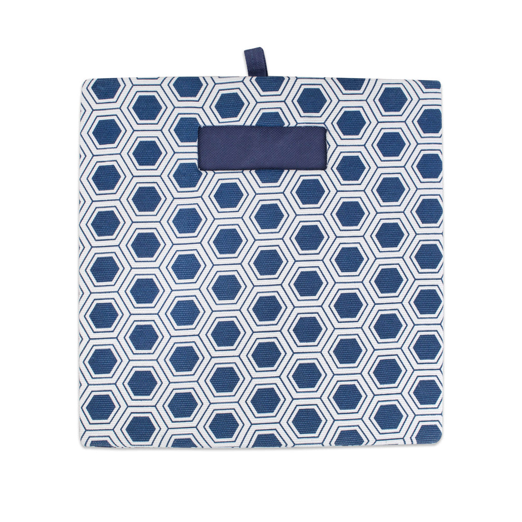 Honeycomb Nautical Blue Square Polyester Cube