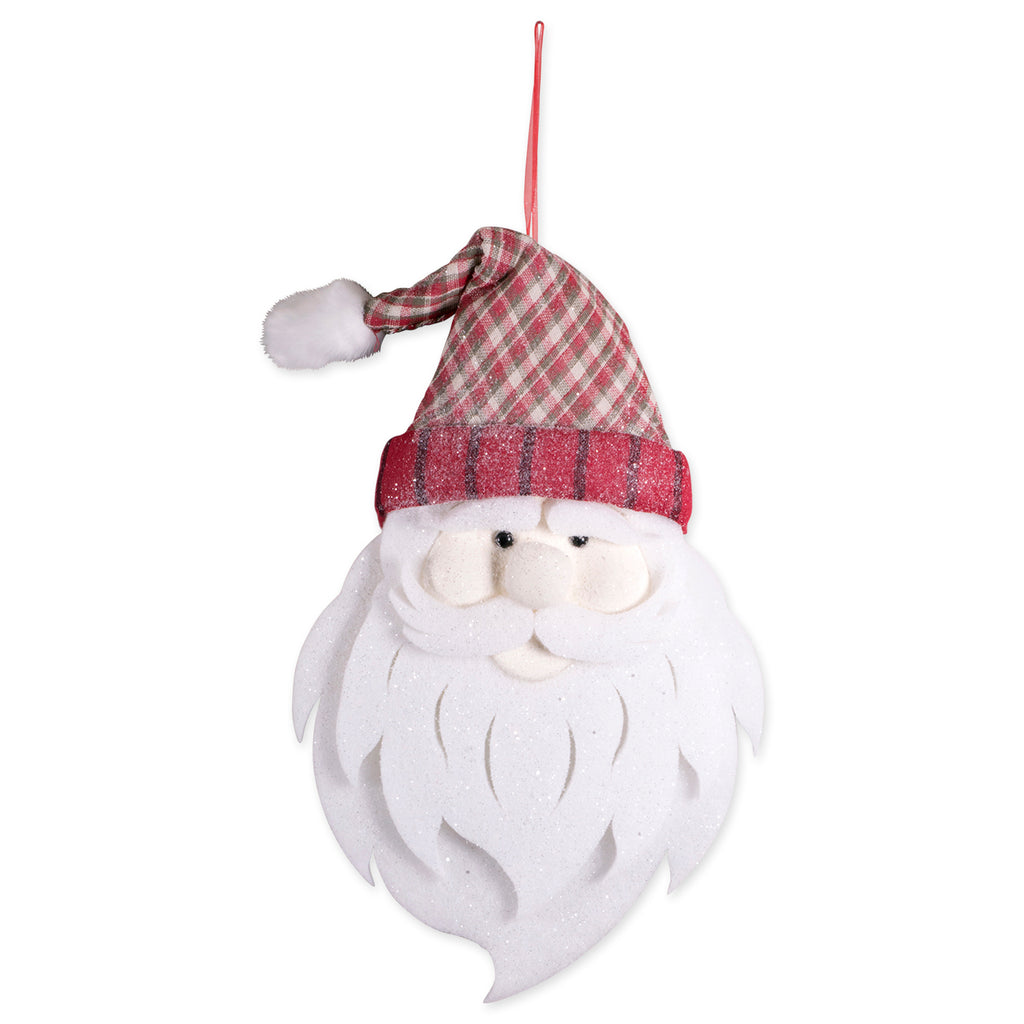 Hanging Foam Santa With Plaid Hat