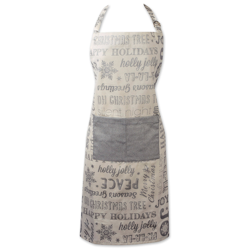 Silver Christmas Collage Chef Apron