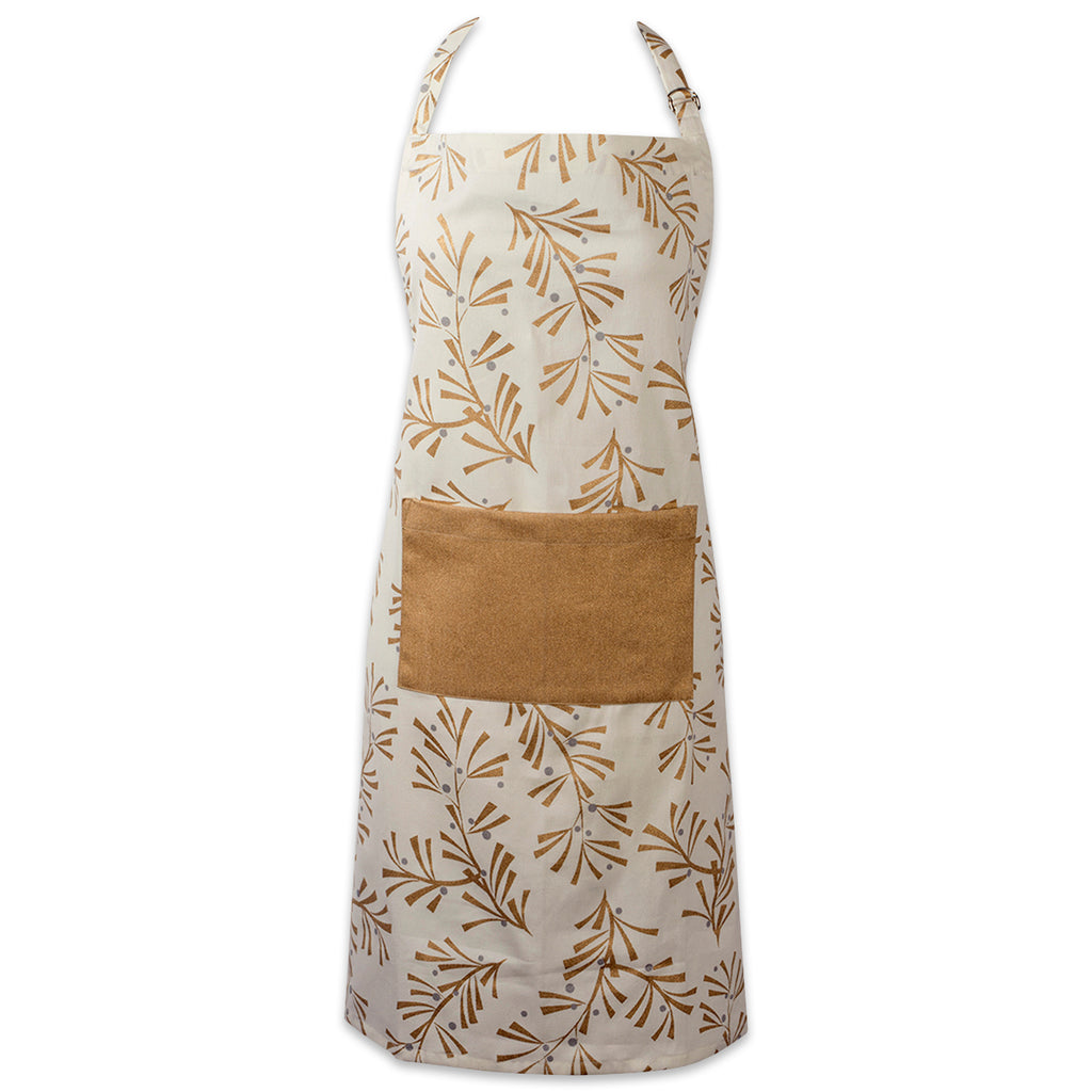 Metallic Holly Leaves Chef Apron
