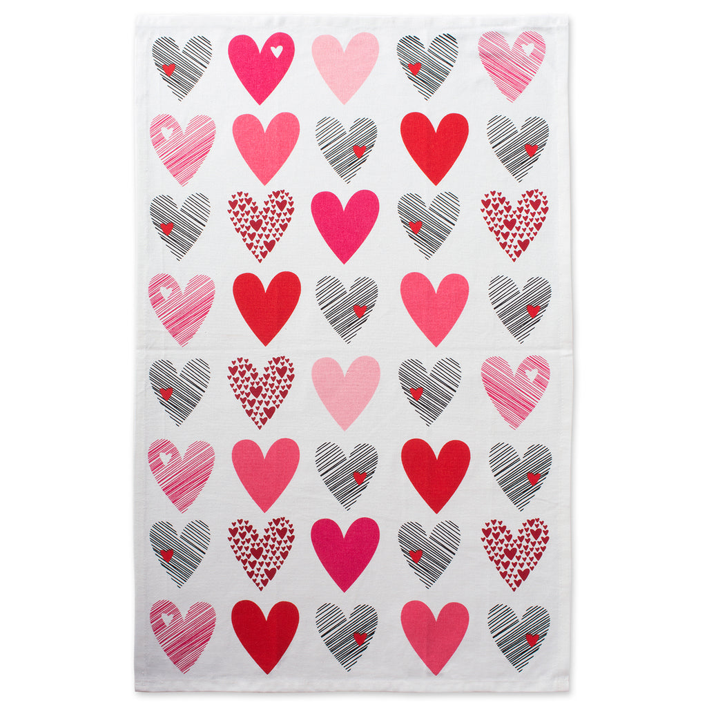 DII Hearts Collage Printed Dishtowel Set of 2