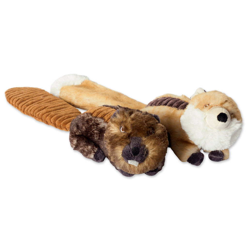 Beaver & Fox Plush Squeaker Pet Toy Set/2