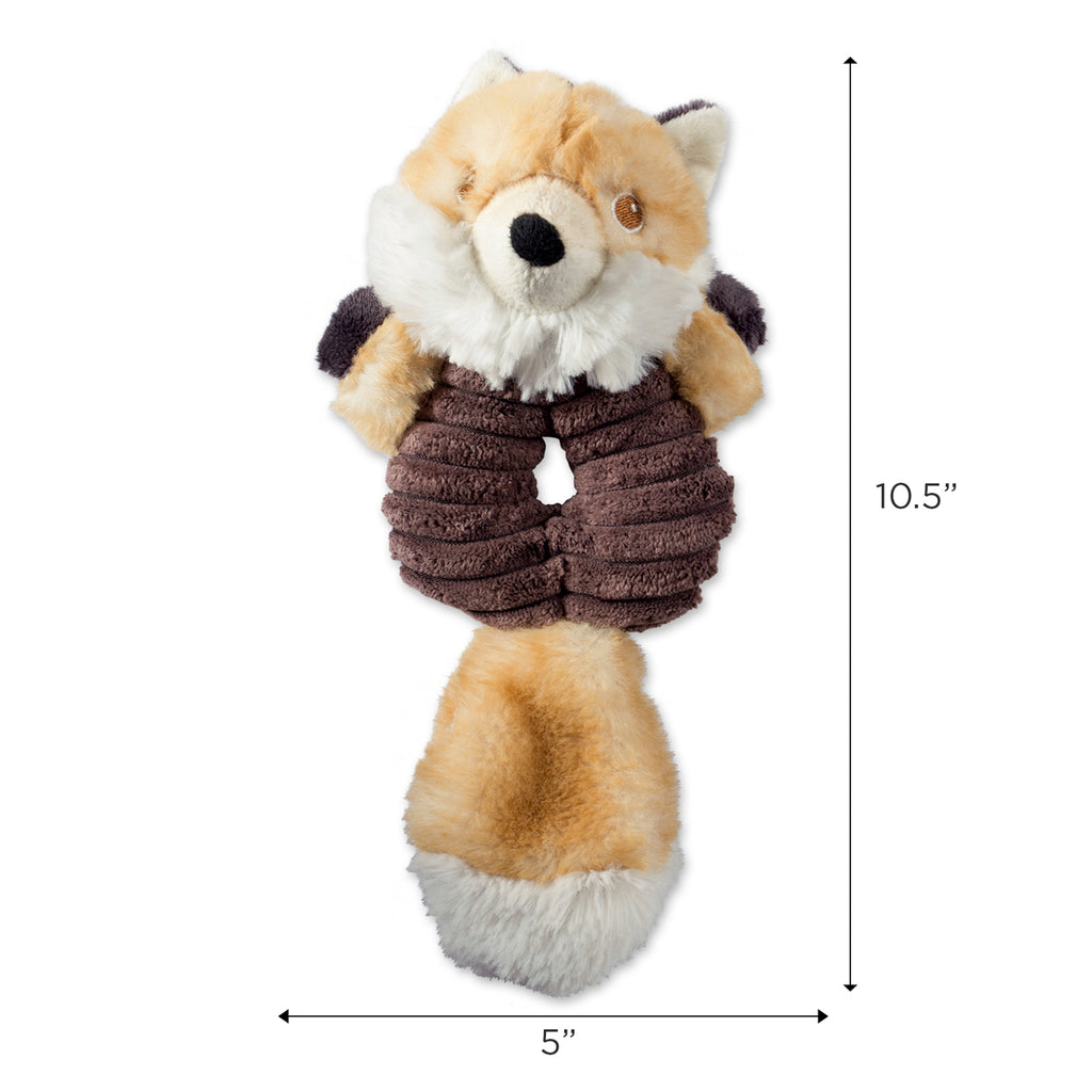Beaver & Fox Plush Ring With Squeaker Pet Toy Set of 2