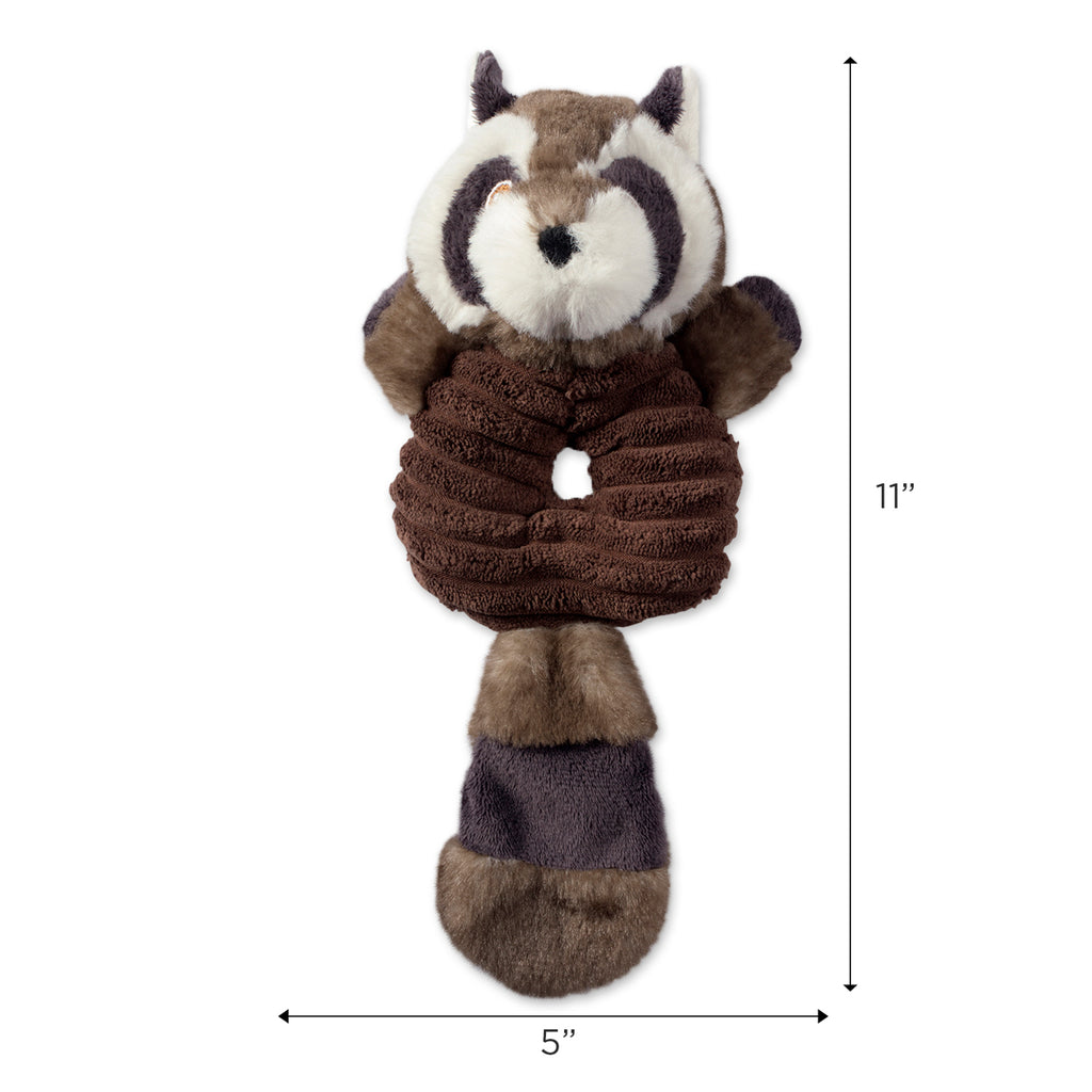 DII Squirrel & Raccoon Plush Ring With Squeaker Pet Toy Set of 2