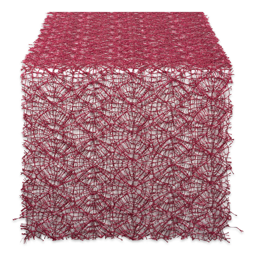 Red Sequin Mesh Table Runner Roll 16in X 10ft