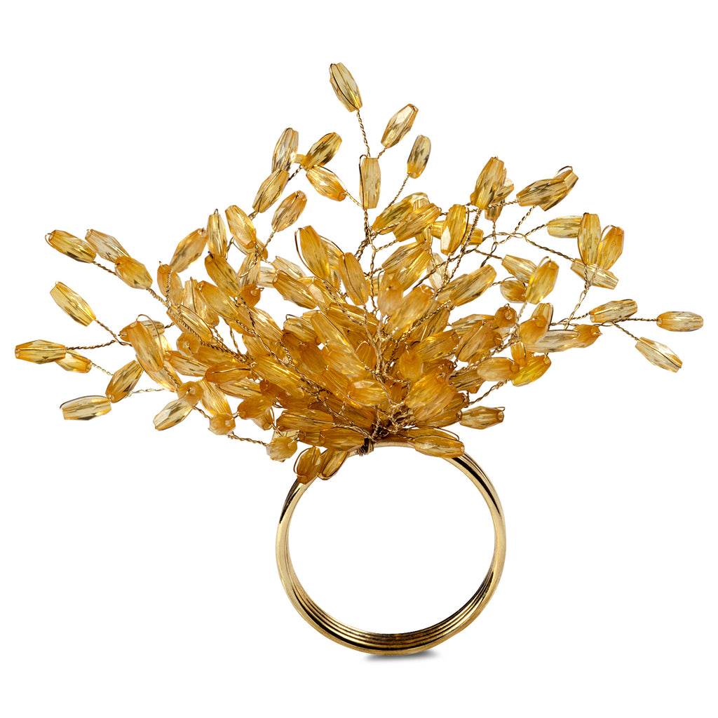 DII Gold Beaded Burst Napkin Ring Set of 6