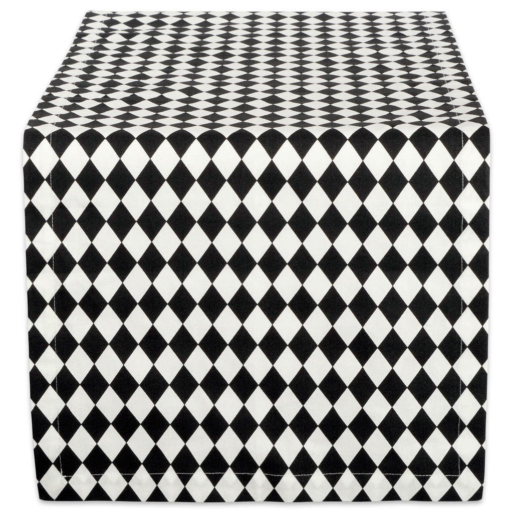 Black And Cream Harlequin Print Table Runner 14x72