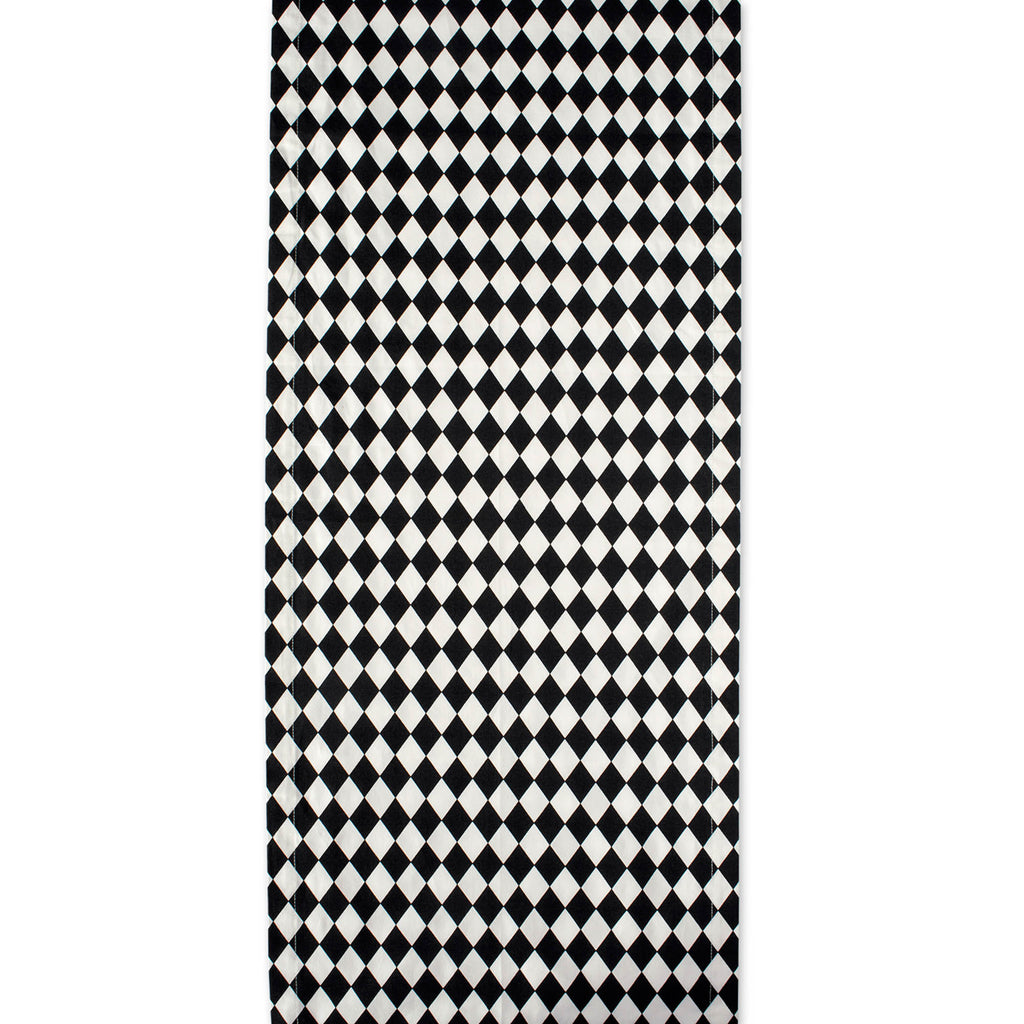 Black And Cream Harlequin Print Table Runner 14X108