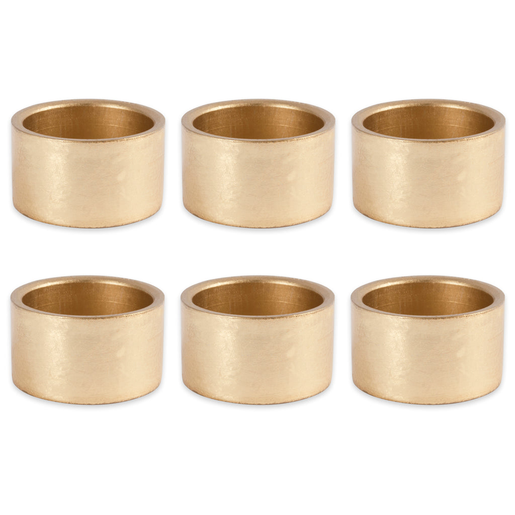 Gold Round Painted Acrylic Napkin Ring Set/6