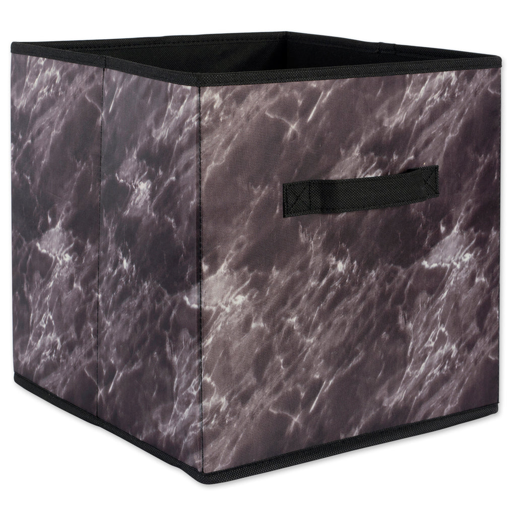 DII Polyester Laundry Cube Marble Black Square Set of 4