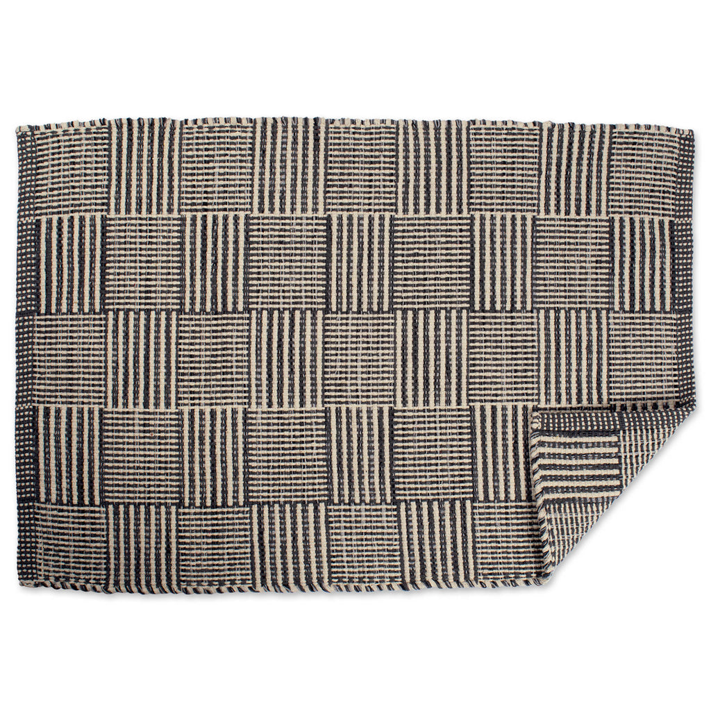 DII Gray Squares Recycled Yarn Rug