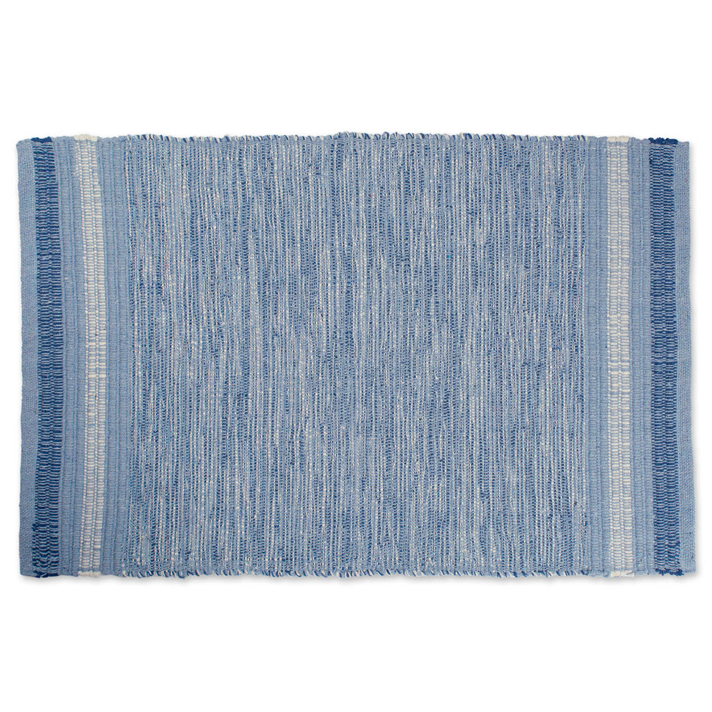Varigated Blue Recycled Yarn Rug 2x3 Ft