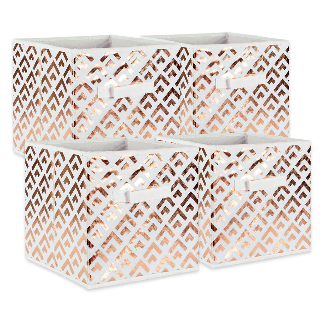 Nonwoven Polyester Cube Double Diamond White/Copper Square 11x11x11 Set/4