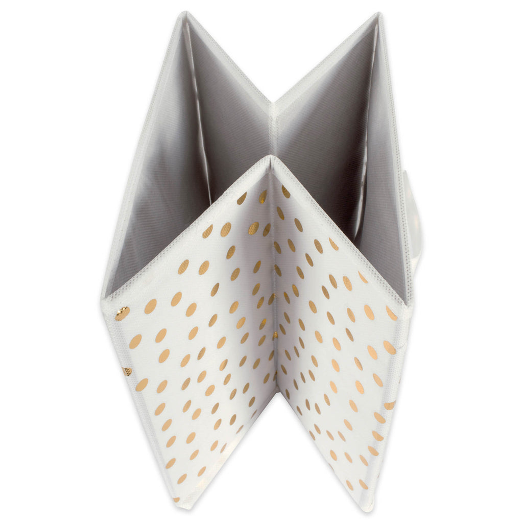 DII Nonwoven Polyester Cube Small Dots White/Gold Square Set of 2