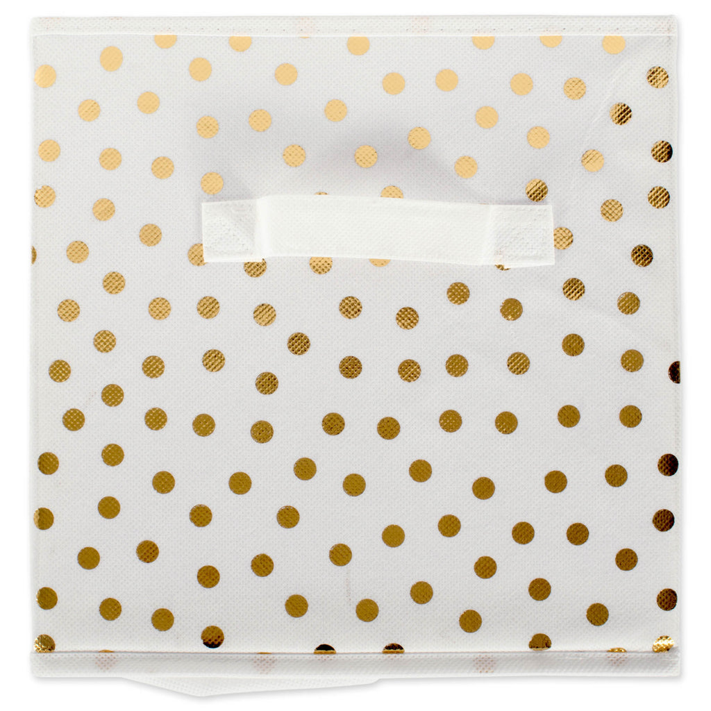 DII Nonwoven Polyester Cube Small Dots White/Gold Square Set of 4