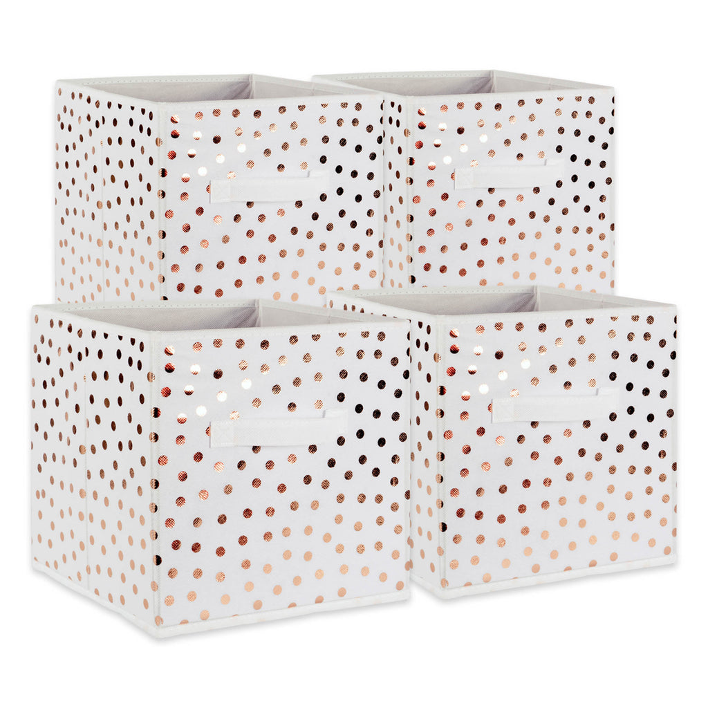 Nonwoven Polyester Cube 11x11x11 Small Dots White/Copper Set/4