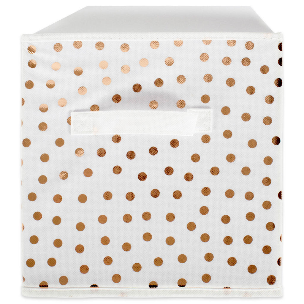 DII Nonwoven Polyester Cube Small Dots White/Copper Set of 2