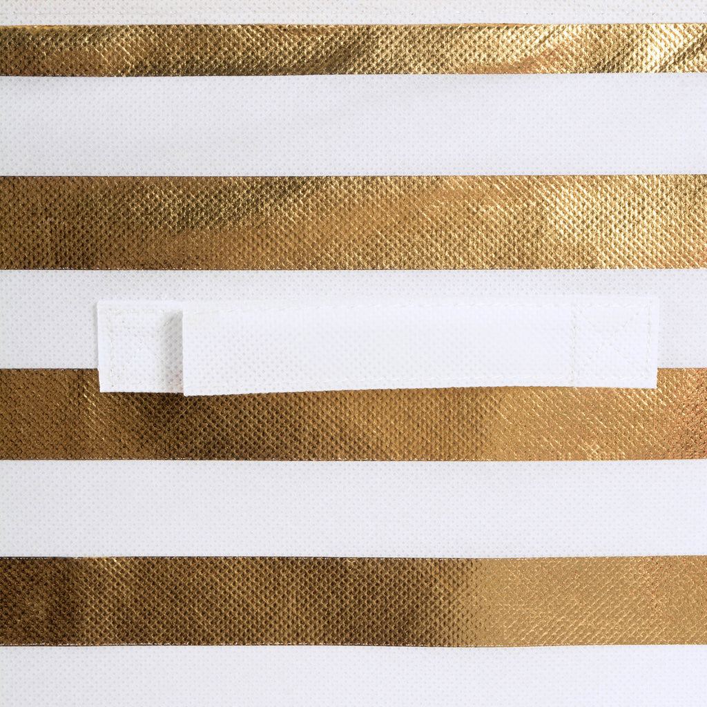 DII Nonwoven Polyester Cube Stripe White/Gold Square Set of 4