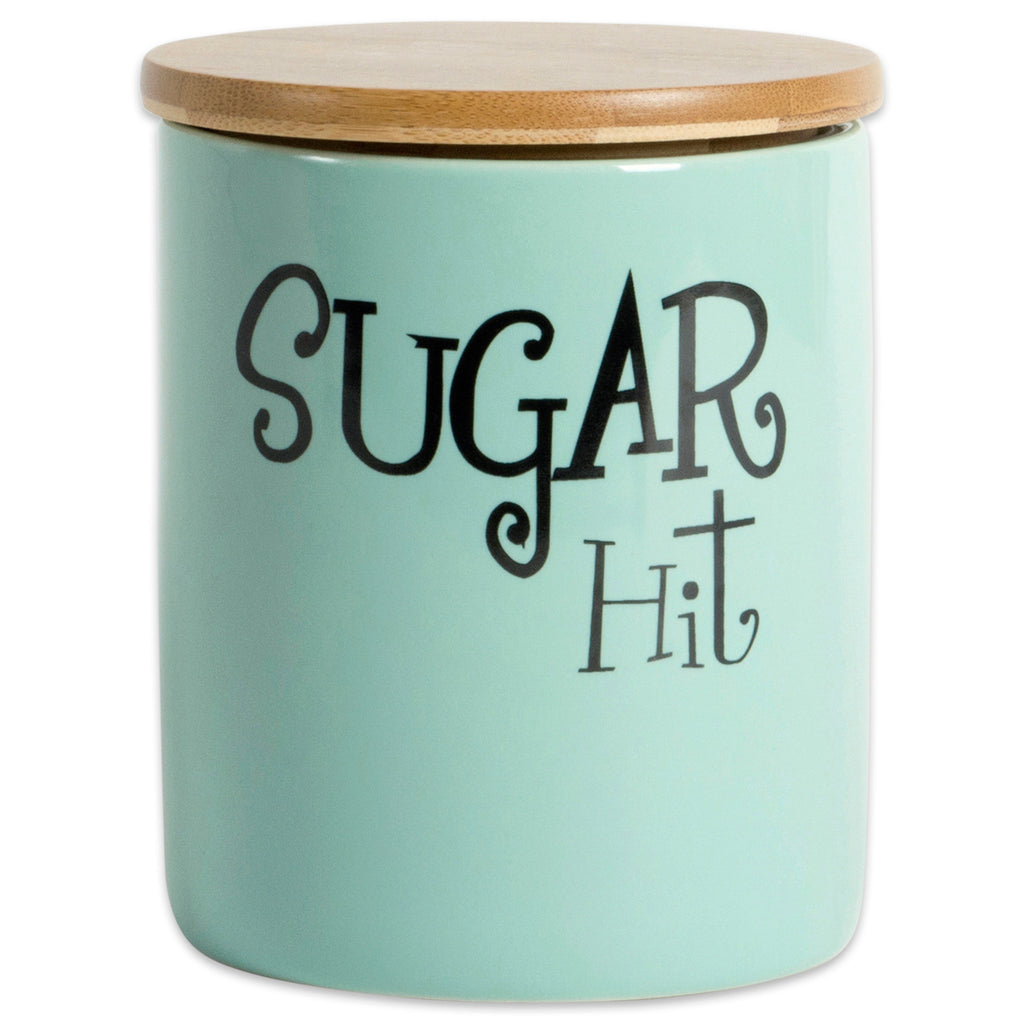 Aqua Coffee/Sugar/Tea Ceramic Canister Set of 3