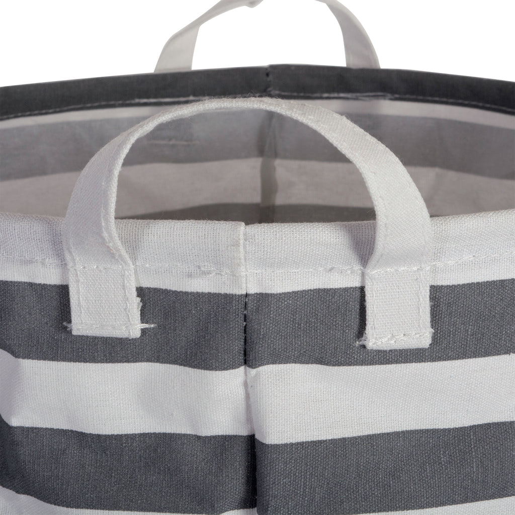 DII Pe Coated Cotton/Poly Laundry Bin Stripe Gray Rectangle Medium Set of 2