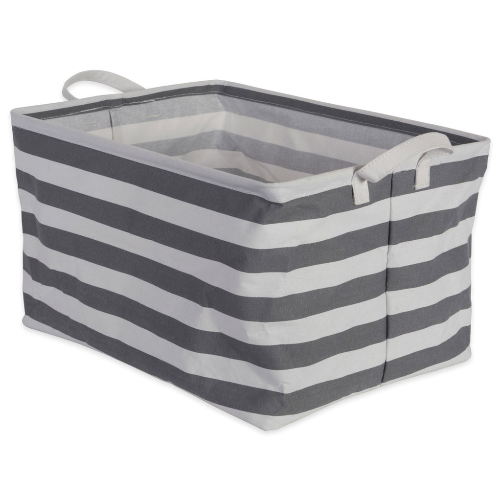 DII Pe Coated Cotton/Poly Laundry Bin Stripe Gray Rectangle Large Set of 2