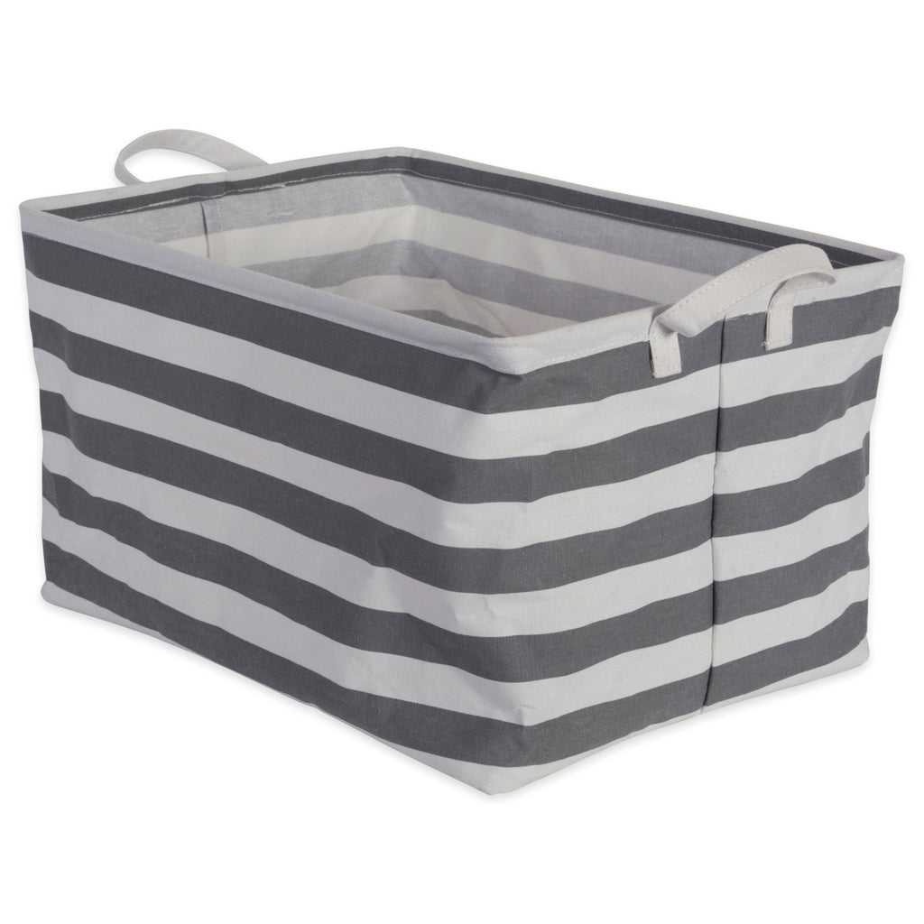 DII Pe Coated Cotton/Poly Laundry Bin Stripe Gray Rectangle Extra Large Set of 2