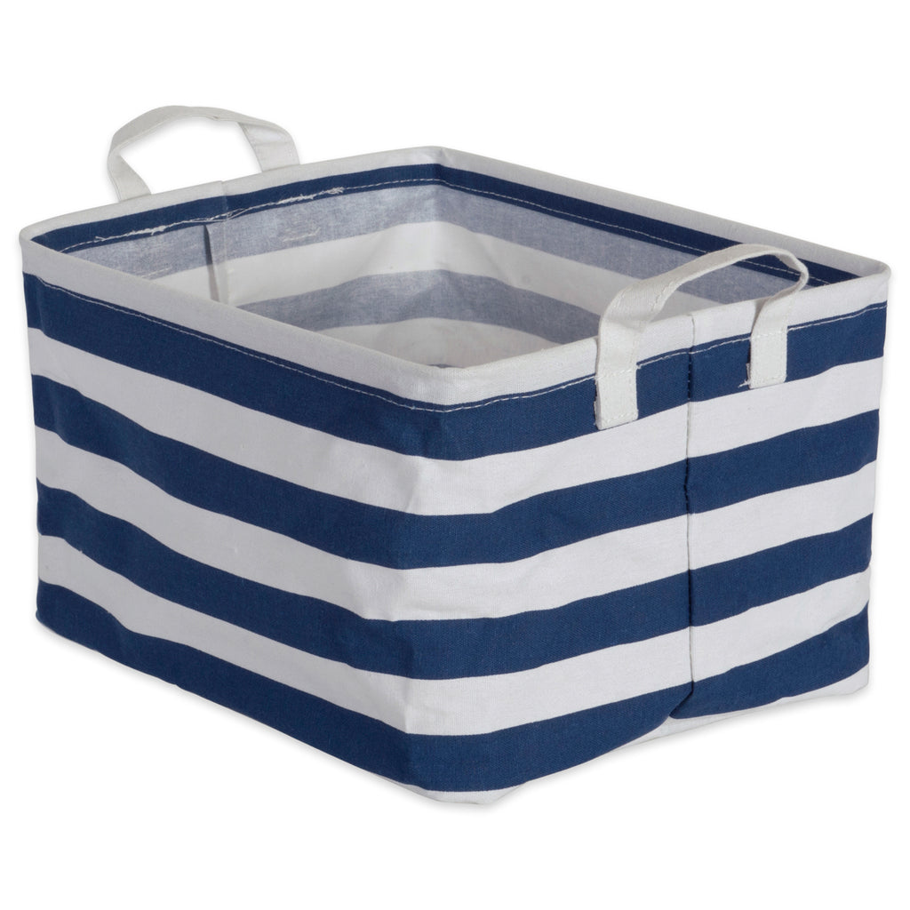 DII Pe Coated Cotton/Poly Laundry Bin Stripe Nautical Blue Rectangle Extra Large Set of 2