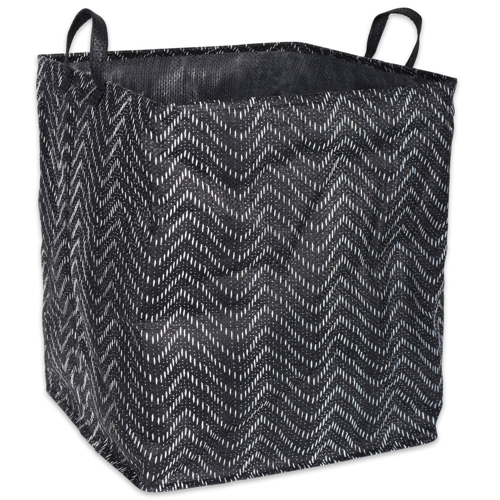 DII PE-Coated Woven Paper Laundry Bin Tribal Chevron Black/White Rectangle Assorted Set of 3
