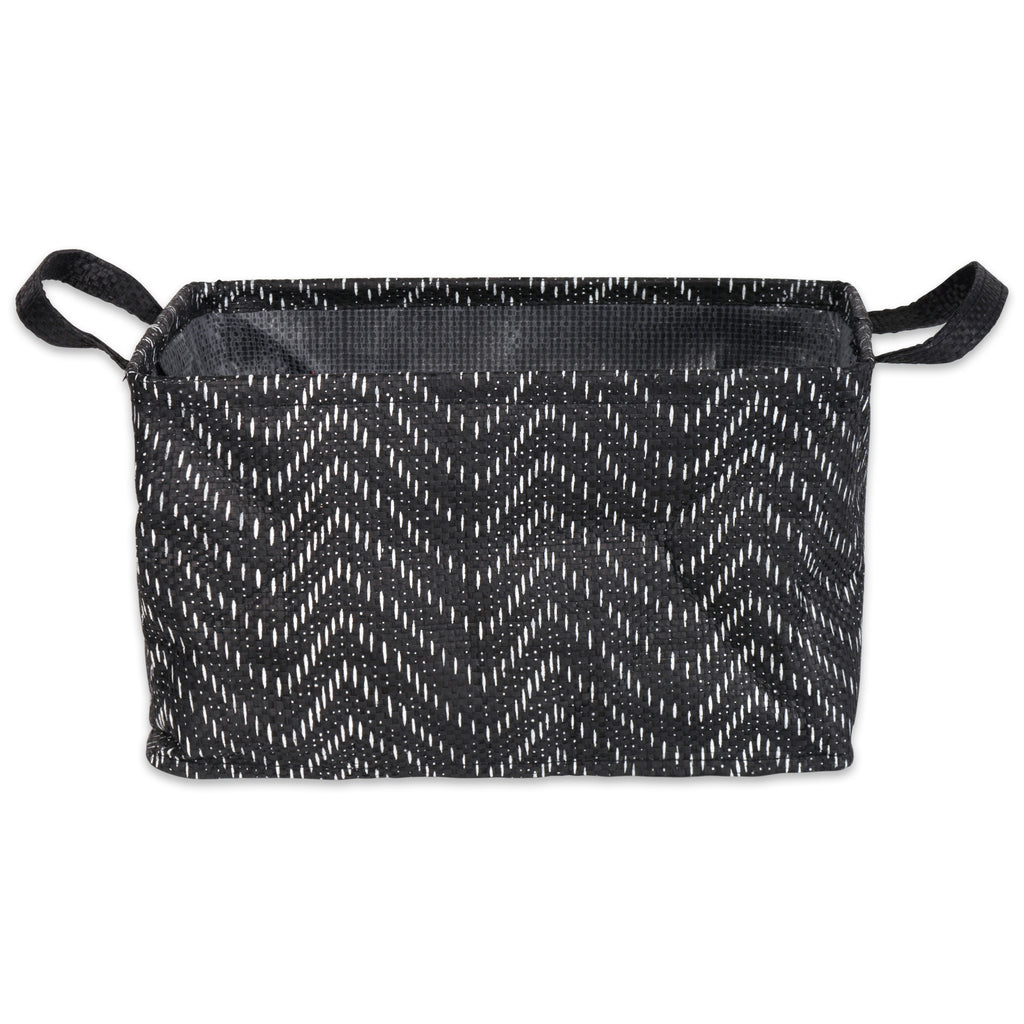 DII PE-Coated Woven Paper Laundry Bin Tribal Chevron Black/White Rectangle Assorted Set of 3