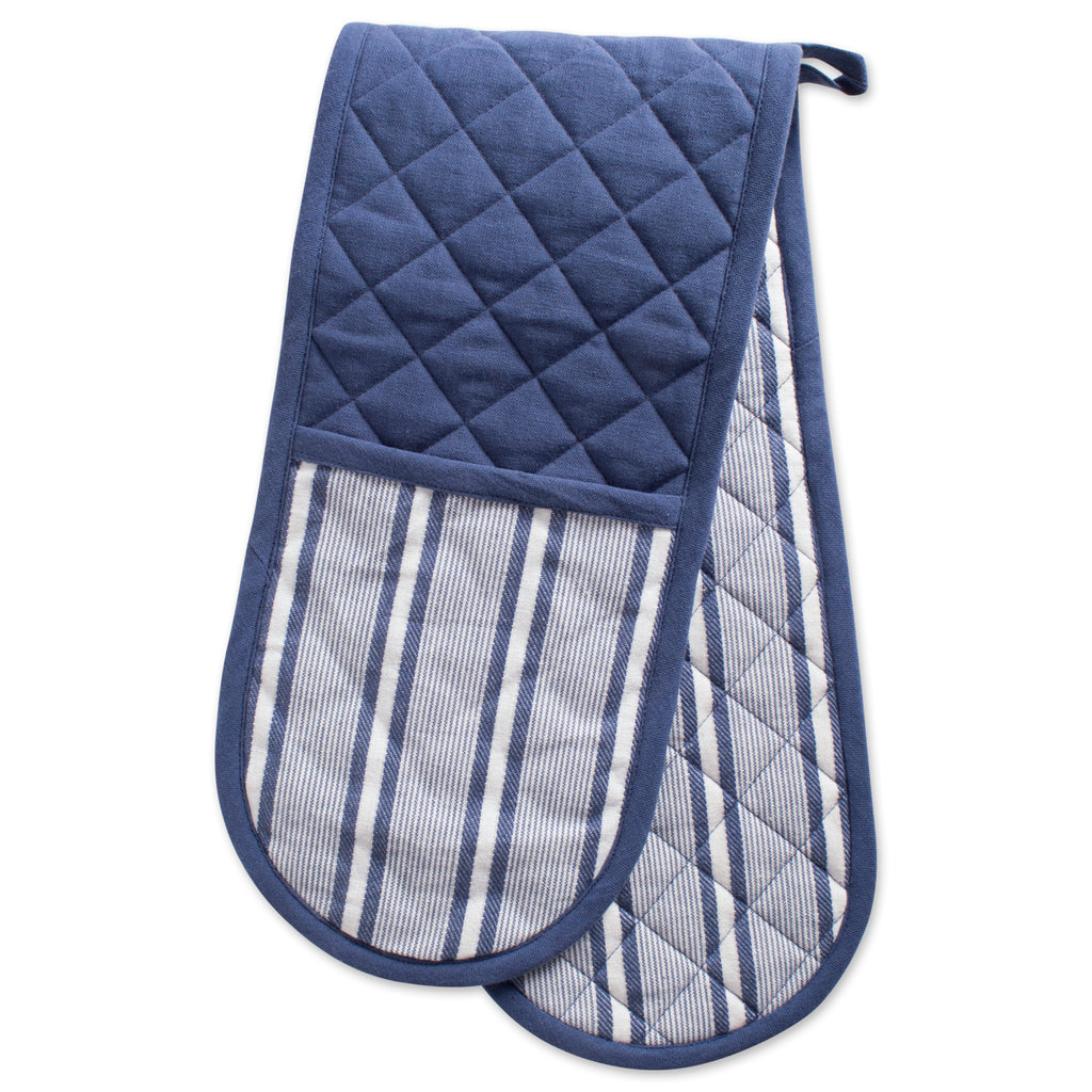 French Blue Chef Stripe Double Oven Mitt