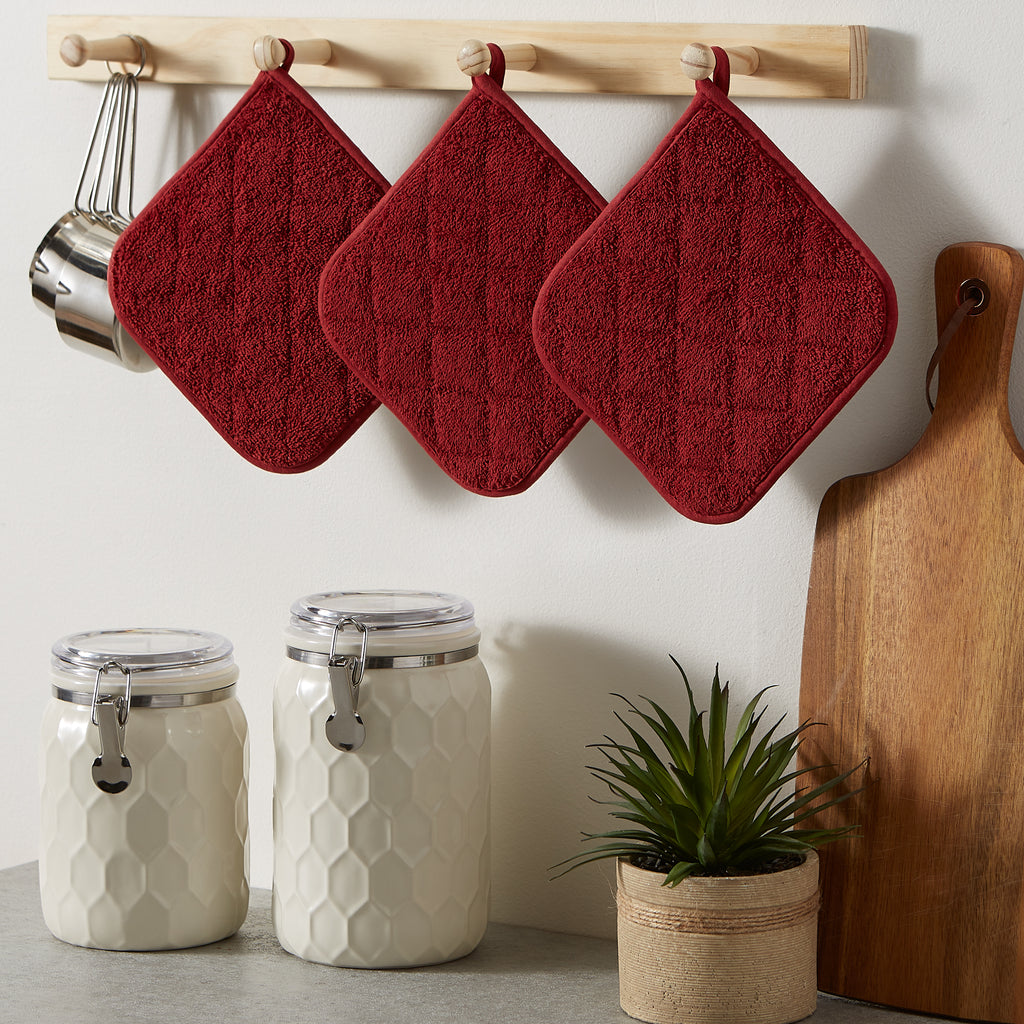 Barn Red Terry Potholder Set of 3