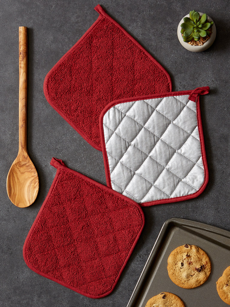 Barn Red Terry Potholder Set of 3