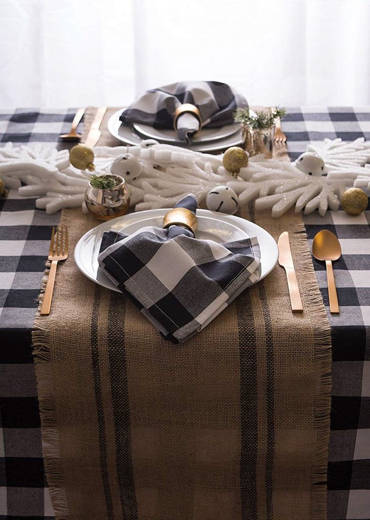 DII Mineral Double Border Burlap Table Runner