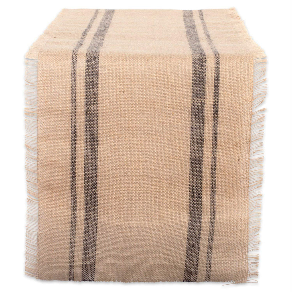 Mineral Double Border Burlap Table Runner 14x108