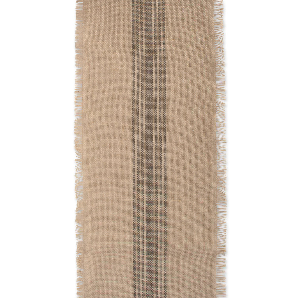 DII Mineral Middle Stripe Burlap Table Runner