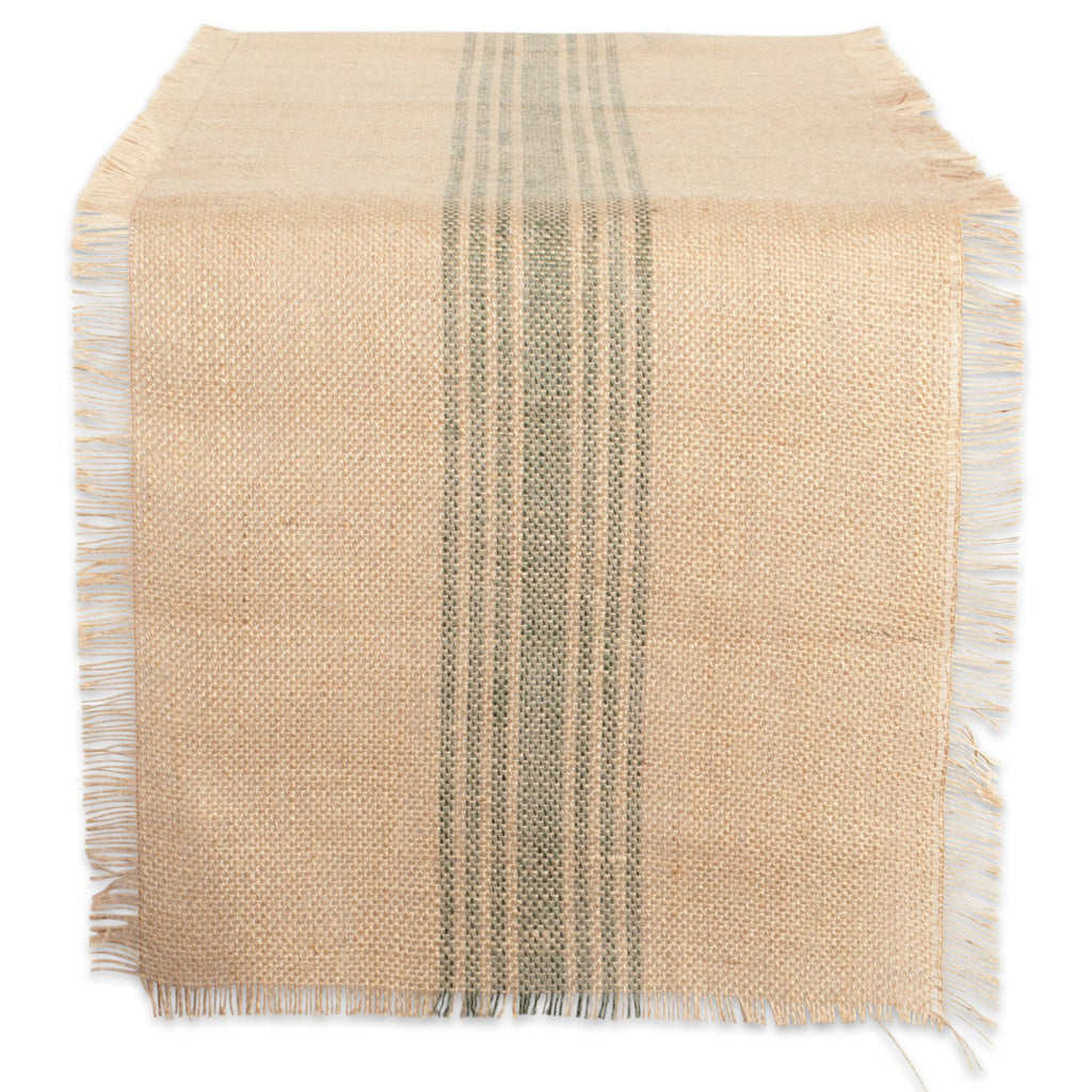 Artichoke Middle Stripe Burlap Table Runner 14x72