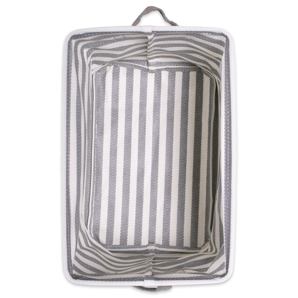 DII PE-Coated Herringbone Woven Cotton Laundry Bin Stripe Gray Rectangle Assorted Set of 3