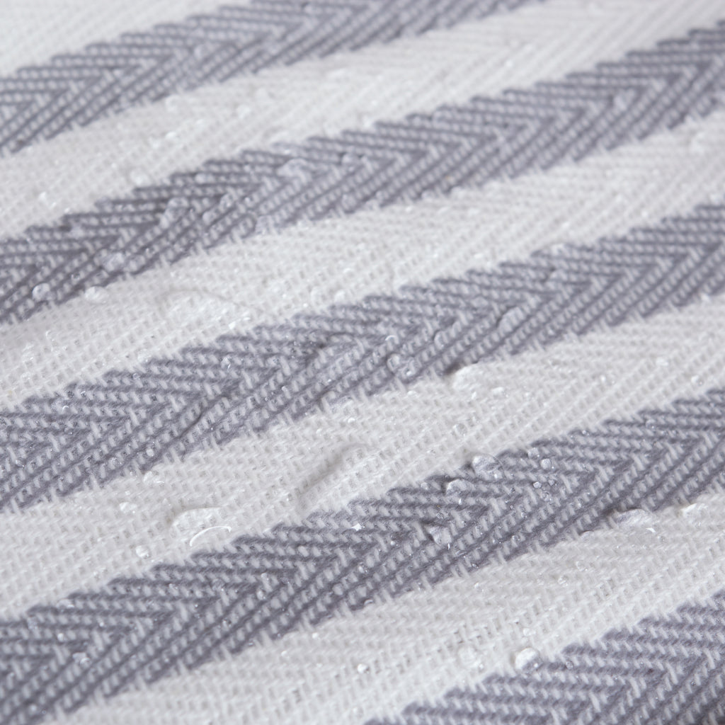 DII Pe Coated Herringbone Woven Cotton Laundry Bin Stripe Gray Round Small Set of 2