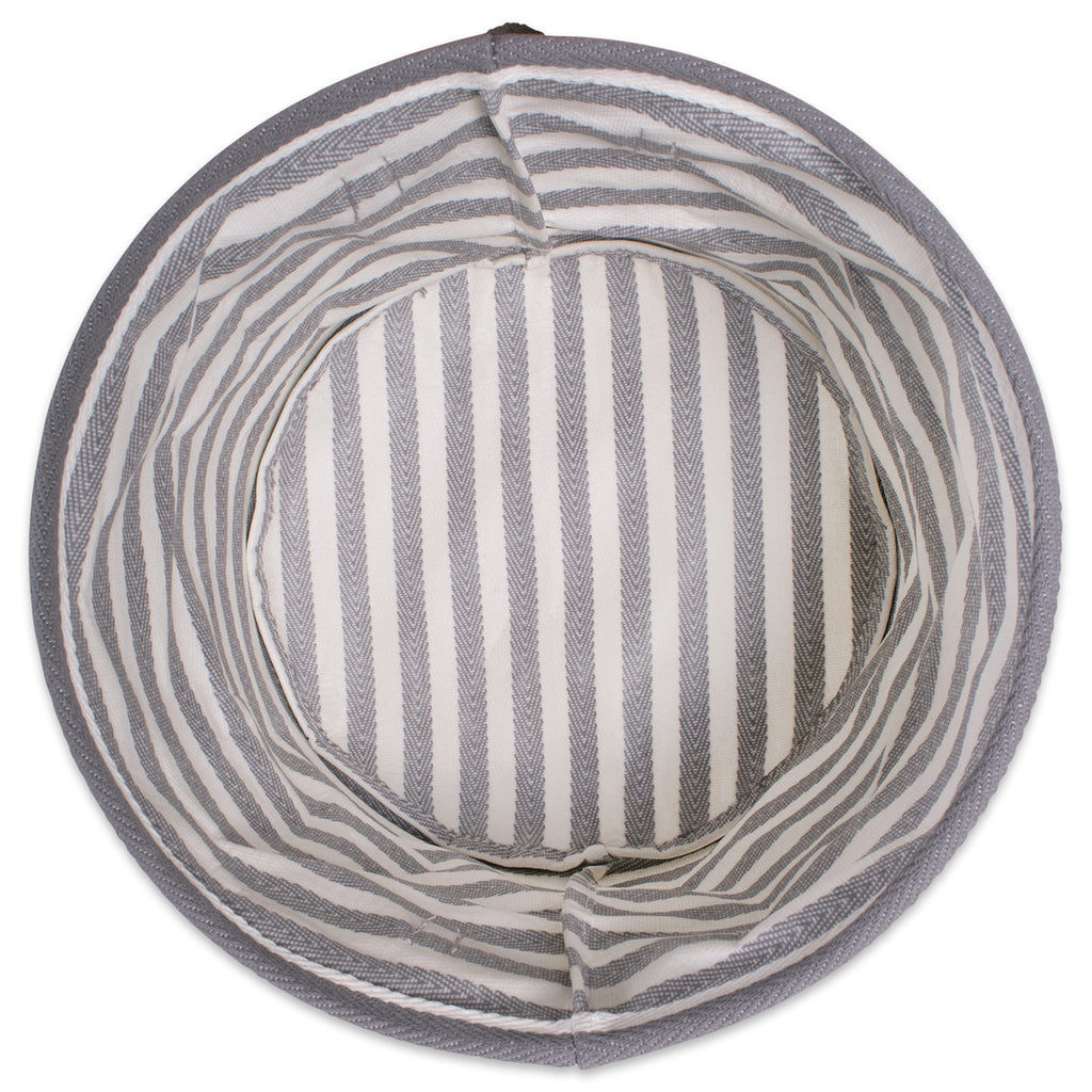 DII Pe Coated Herringbone Woven Cotton Laundry Bin Stripe Gray Round Medium Set of 2