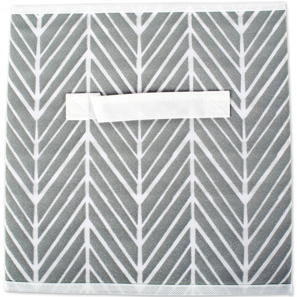 DII Nonwoven Polyester Cube Herringbone Gray Square Set of 4