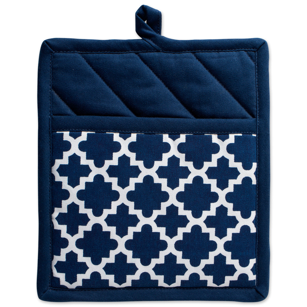 DII Nautical Blue Lattice Potholder Set of 2