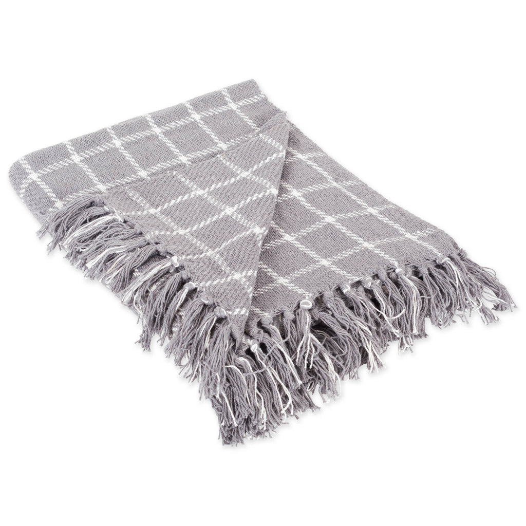 Gray Checked Plaid Throw