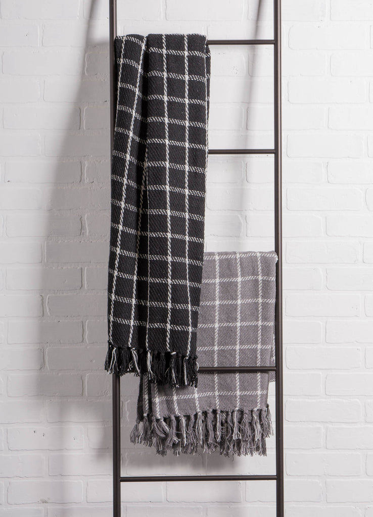 DII Gray Checked Plaid Throw