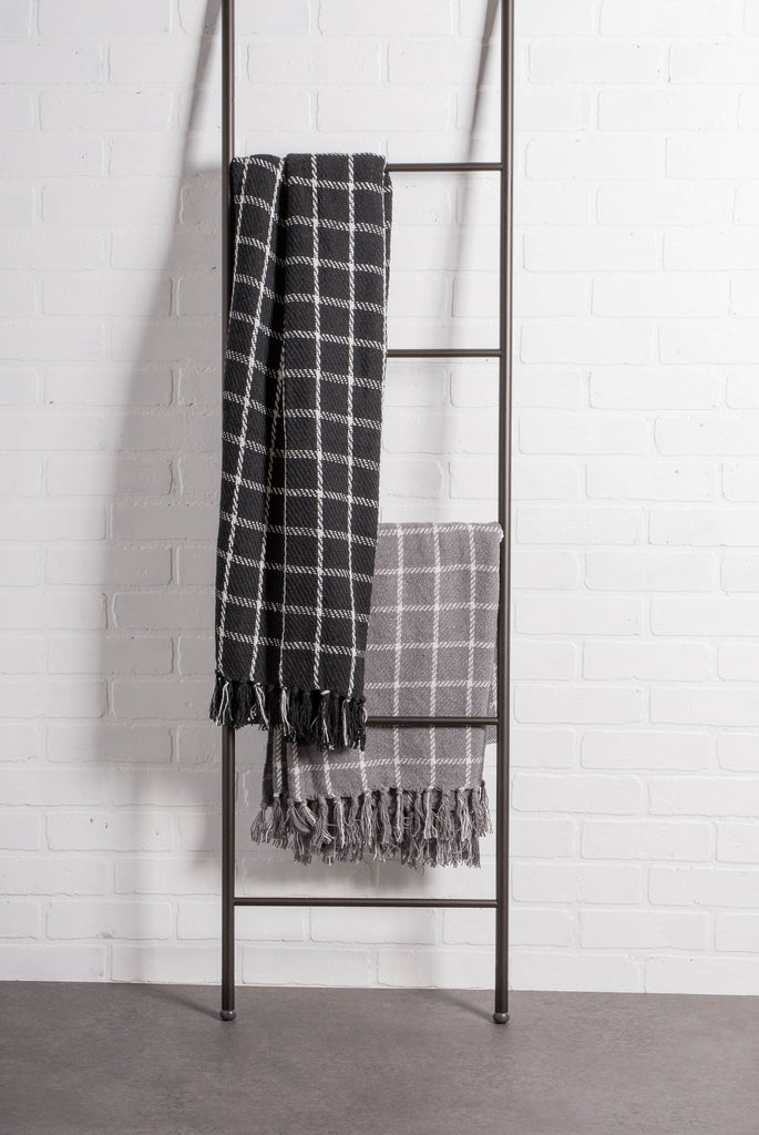 DII Gray Checked Plaid Throw