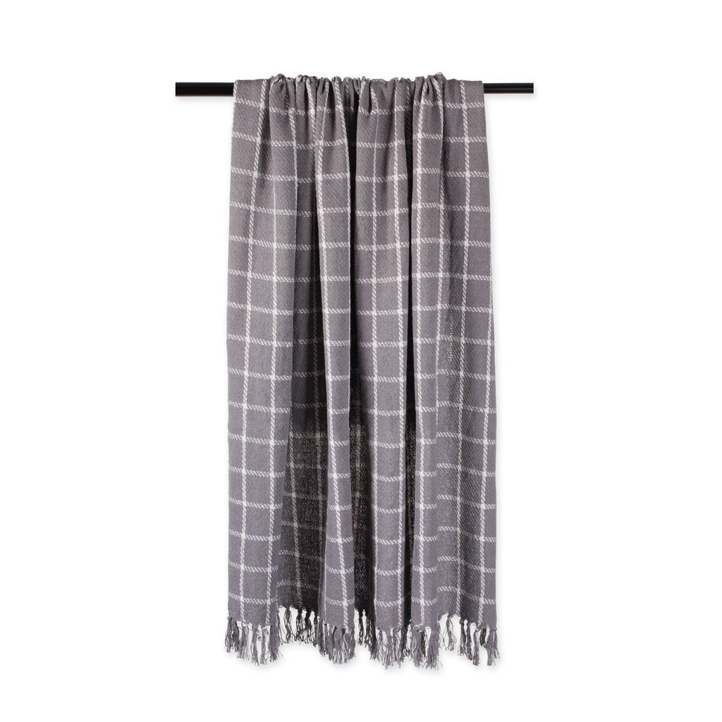 DII Gray Checked Plaid Throw