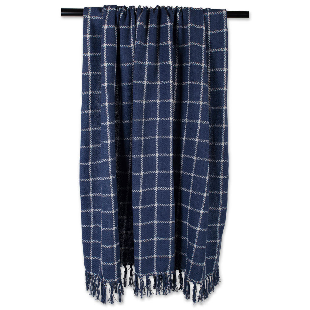 DII French Blue Checked Plaid Throw