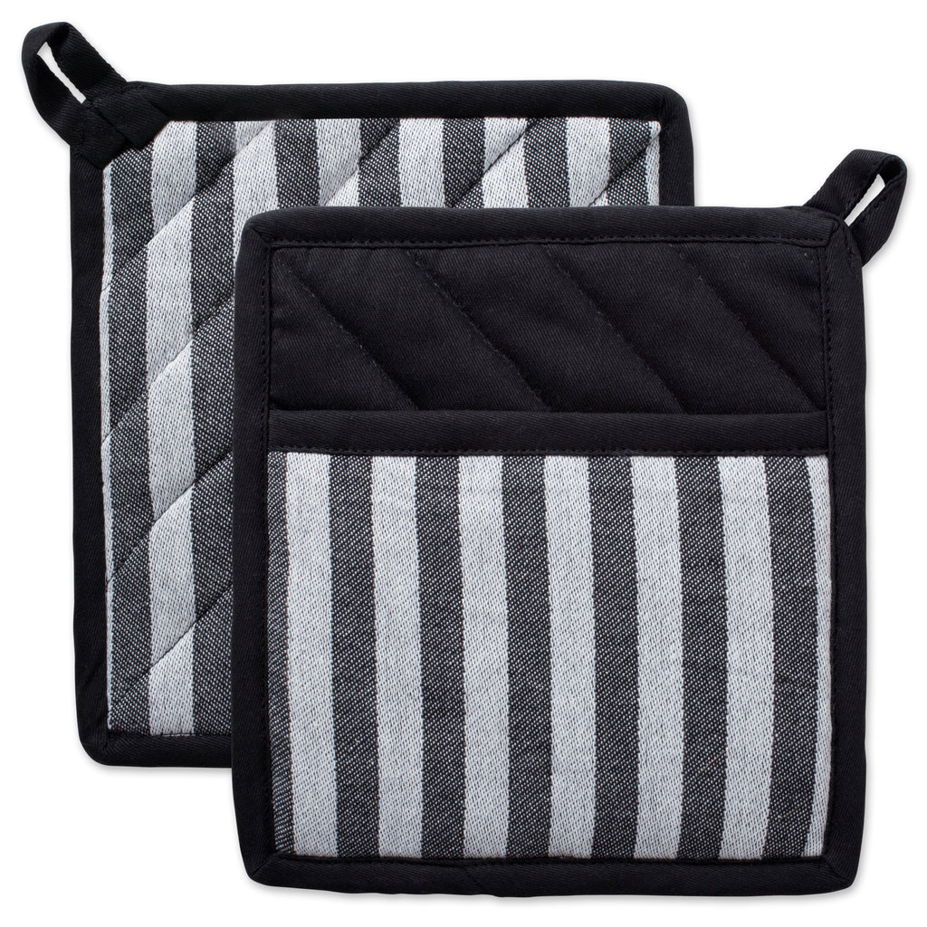 Black & White Stripe Potholder Set/2