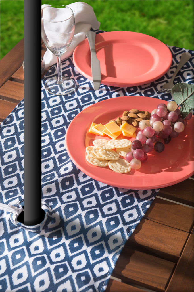 DII Blue Ikat Outdoor Table Runner With Zipper