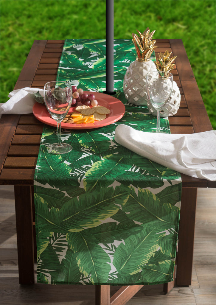 Banana Leaf Outdoor Table Runner With Zipper