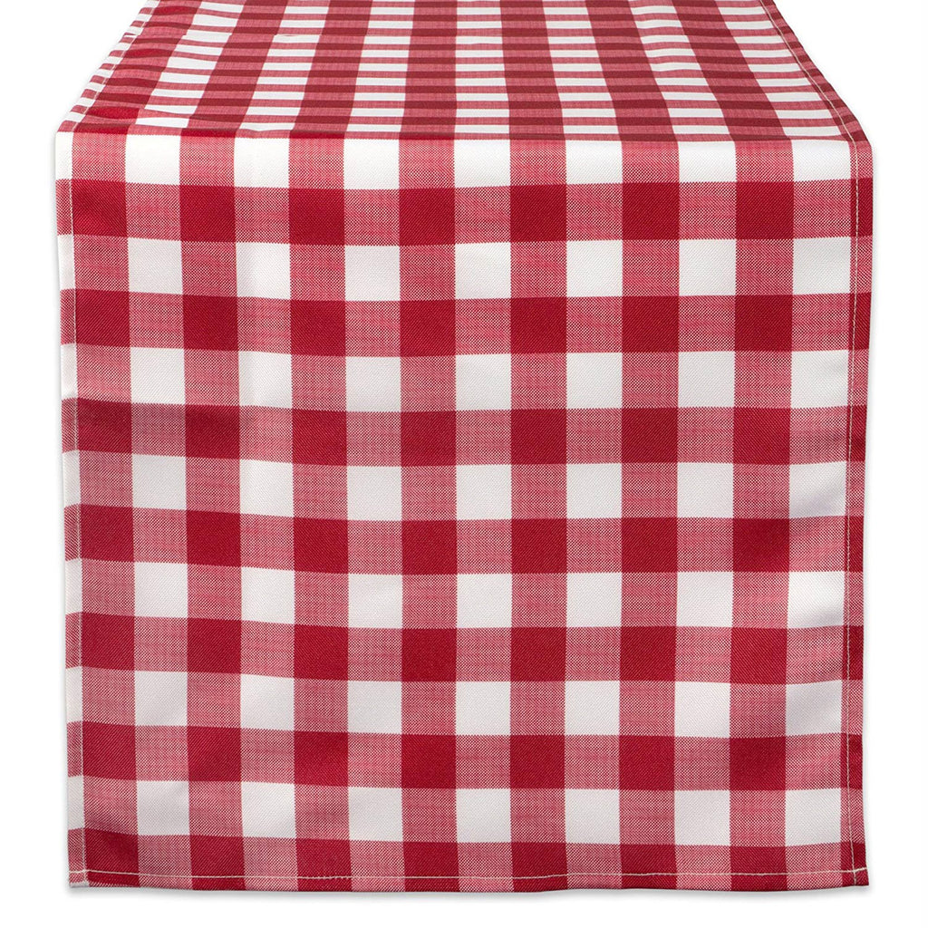 Red Check Outdoor Table Runner 14x108